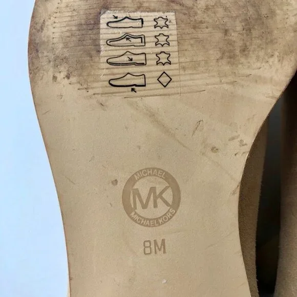 MICHAEL KORS ankle suede leather cut boot gold hardware buckle logo all season 8 - Picture 11 of 15